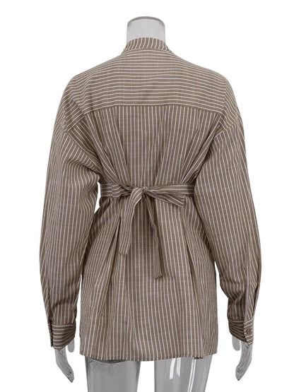 CAMISA SUELTA DE RAYAS MARRONES